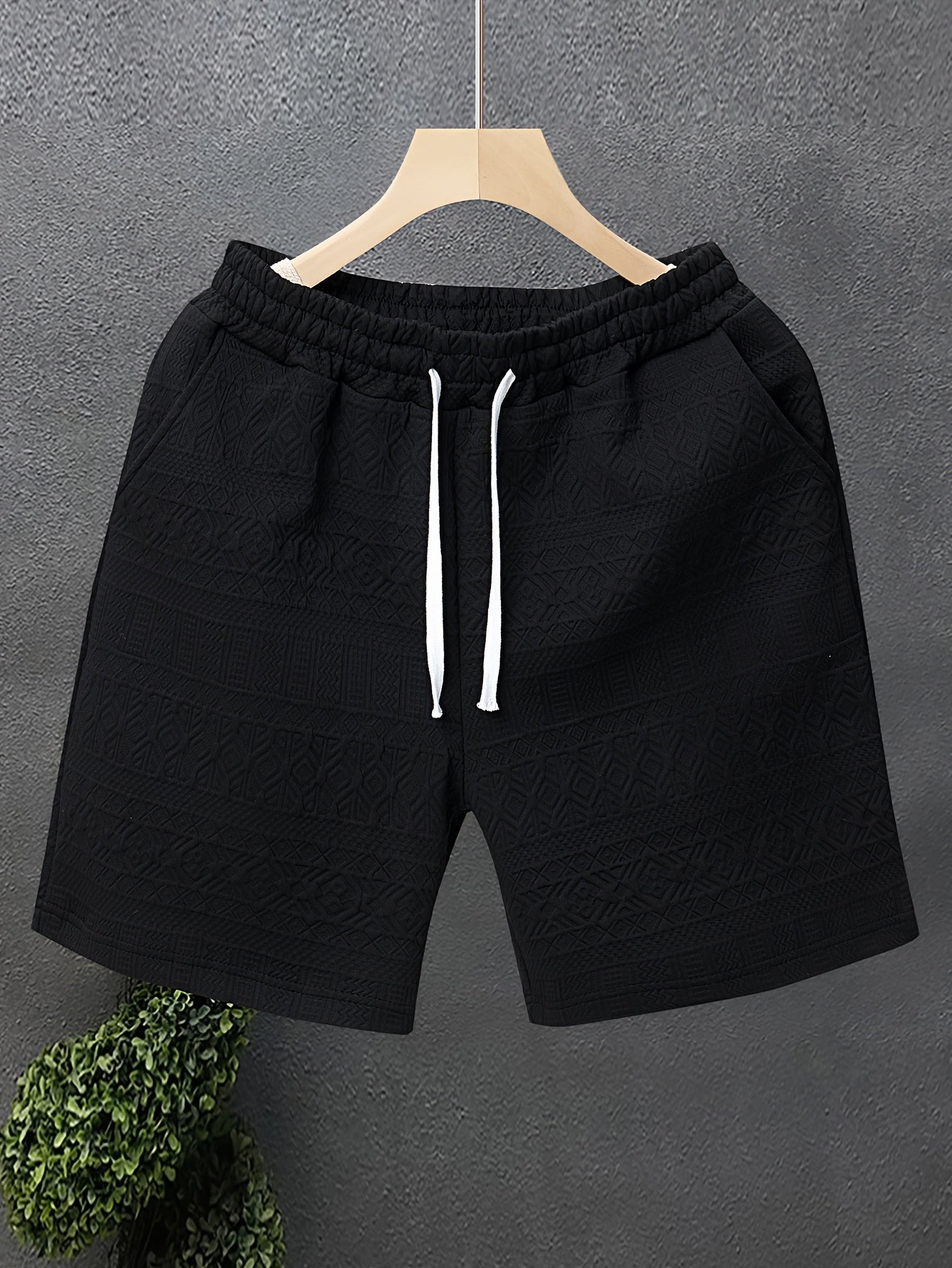 Herrshorts Avslappnad Stil Med Präglat Mönster För Fritid Och Träning