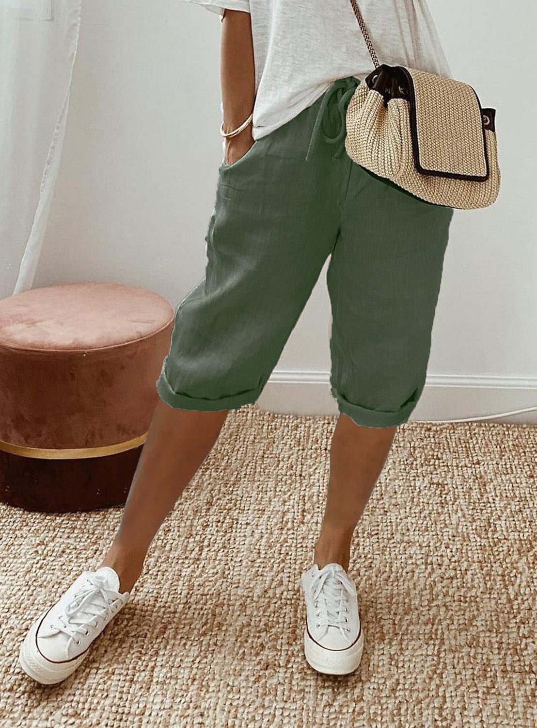 Damens Avslappnade Sommarshorts med Elastisk Midja – Perfekta för Vardag och Semester