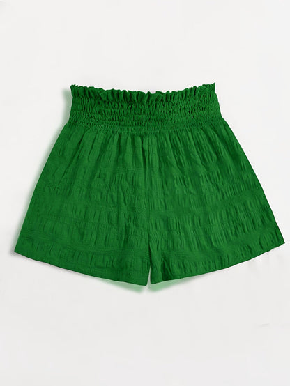Damers avslappnade shorts med hög midja och smockad midjeresår – perfekta för sommar och vardag