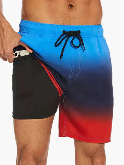 Herrarnas badshorts med innerbyxa – Snabbtorkande, sportig strandstil för aktiva dagar