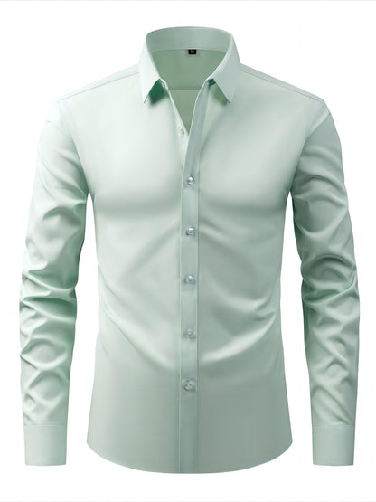 Herrskjorta Elegant Slim Fit Långärmad för Vardagsbruk och Fest