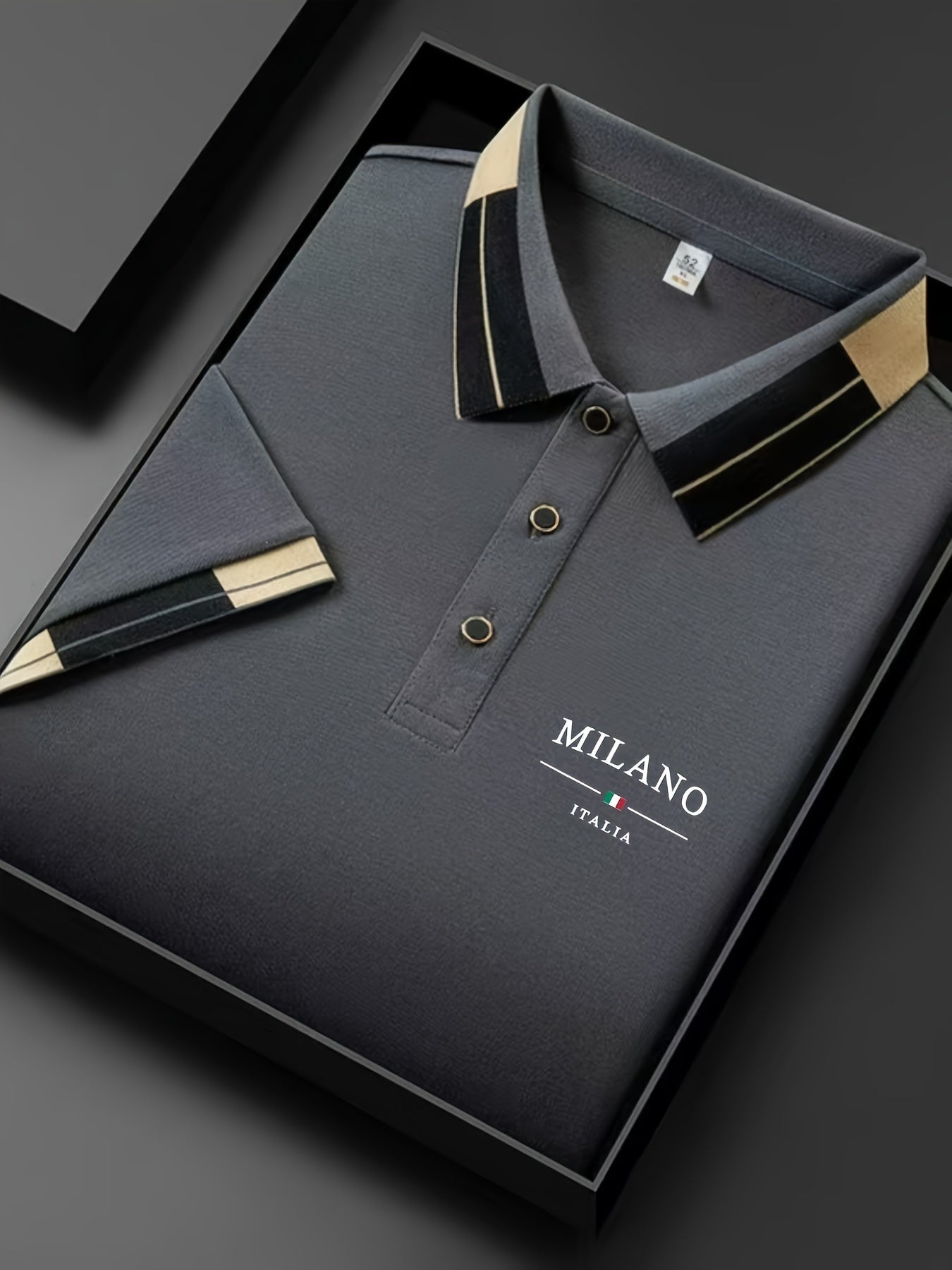 Herr Pikétröja Milano Italia med Modern Krage – Stilren & Trendig för Vardag och Fritid