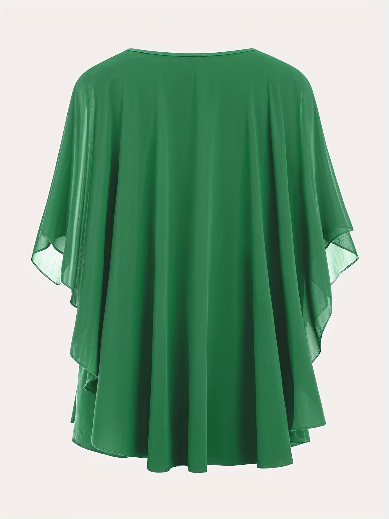 Dam Elegant Plisserad Ponchoblus för Fest och Vardag