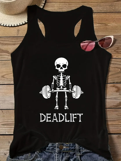Damlinne med skelett deadlift-tryck – Sportig tränings- och gymstil