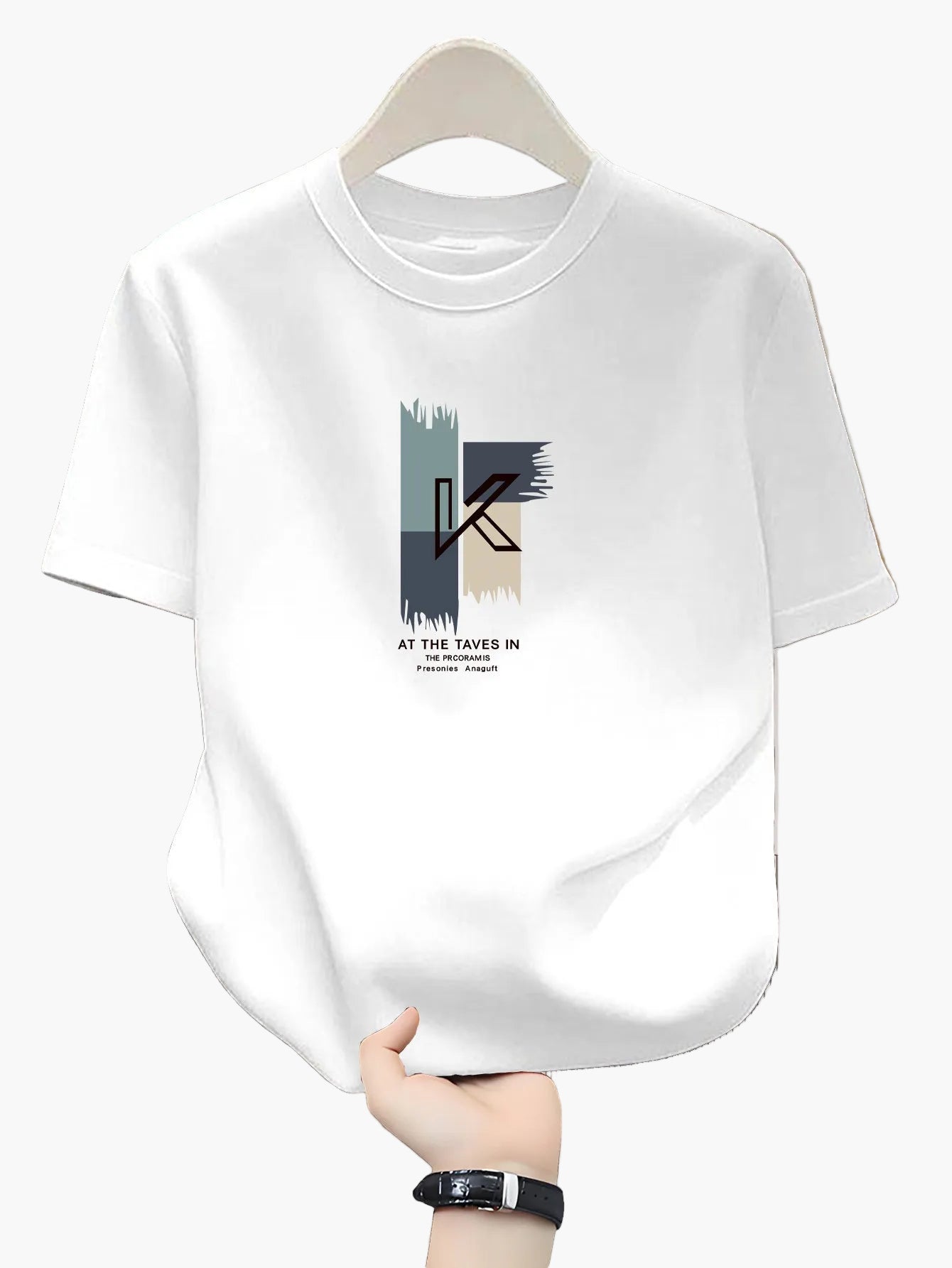 Herr T-shirt med tryck och modern bokstavsdesign – Perfekt för vardag och avslappnad stil