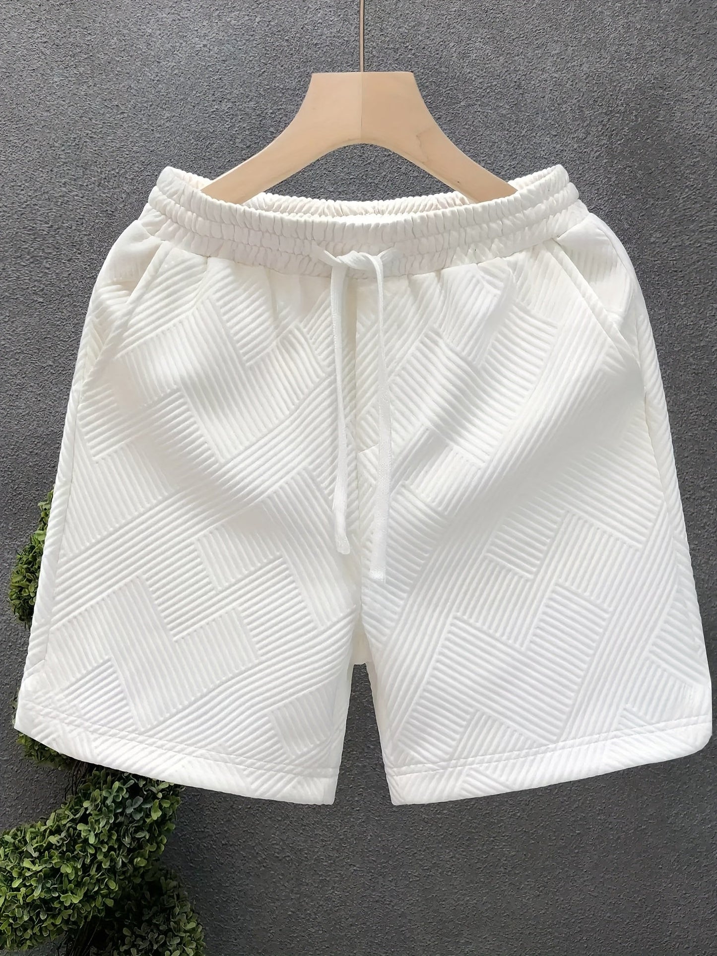 Herrshorts Avslappnad Stil Med Präglat Mönster För Fritid Och Träning