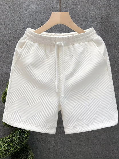Herrshorts Avslappnad Stil Med Präglat Mönster För Fritid Och Träning