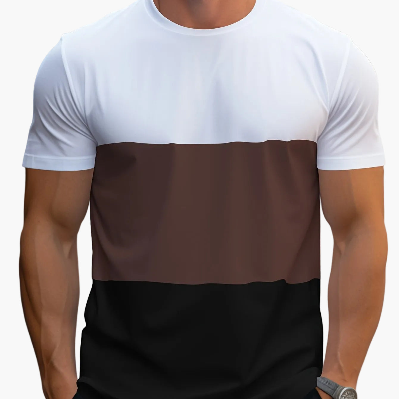 Herr T-shirt med färgblock – Modern och avslappnad stil för vardagsbruk