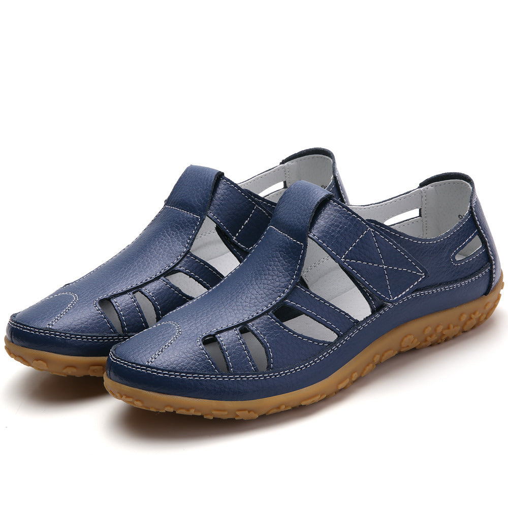 Kate – Sommarhandmade Retro Mjuk Sula Veganläder Velcro Avslappnade Skor