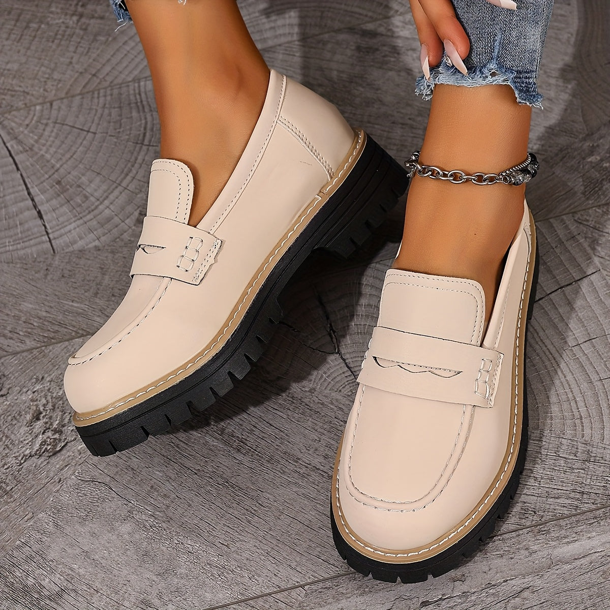 Damloafers med grov sula och modern design – Perfekta vardagsskor för stil och komfort