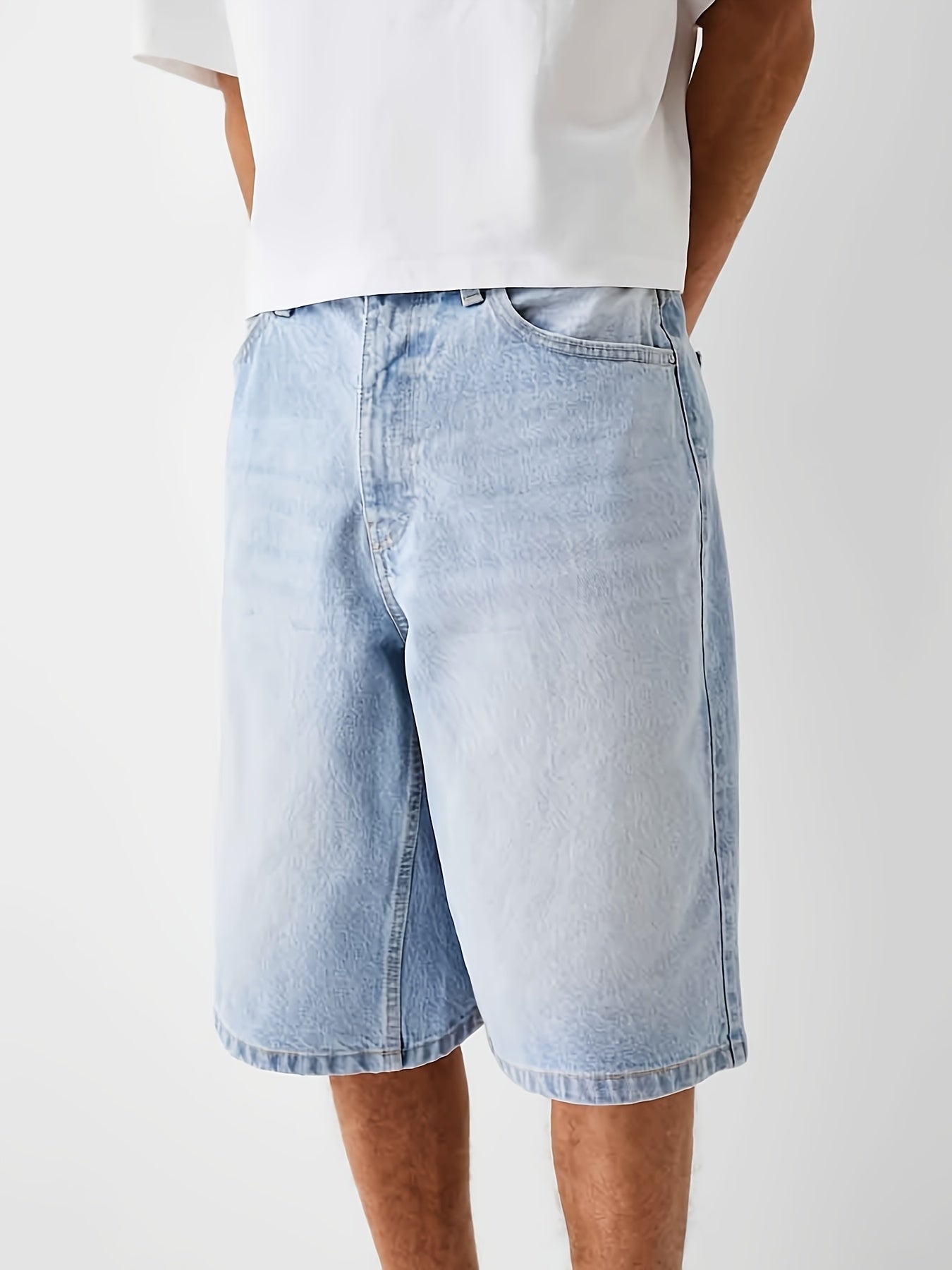 Herr Bermuda Jeansshorts Lös Passform Streetwear