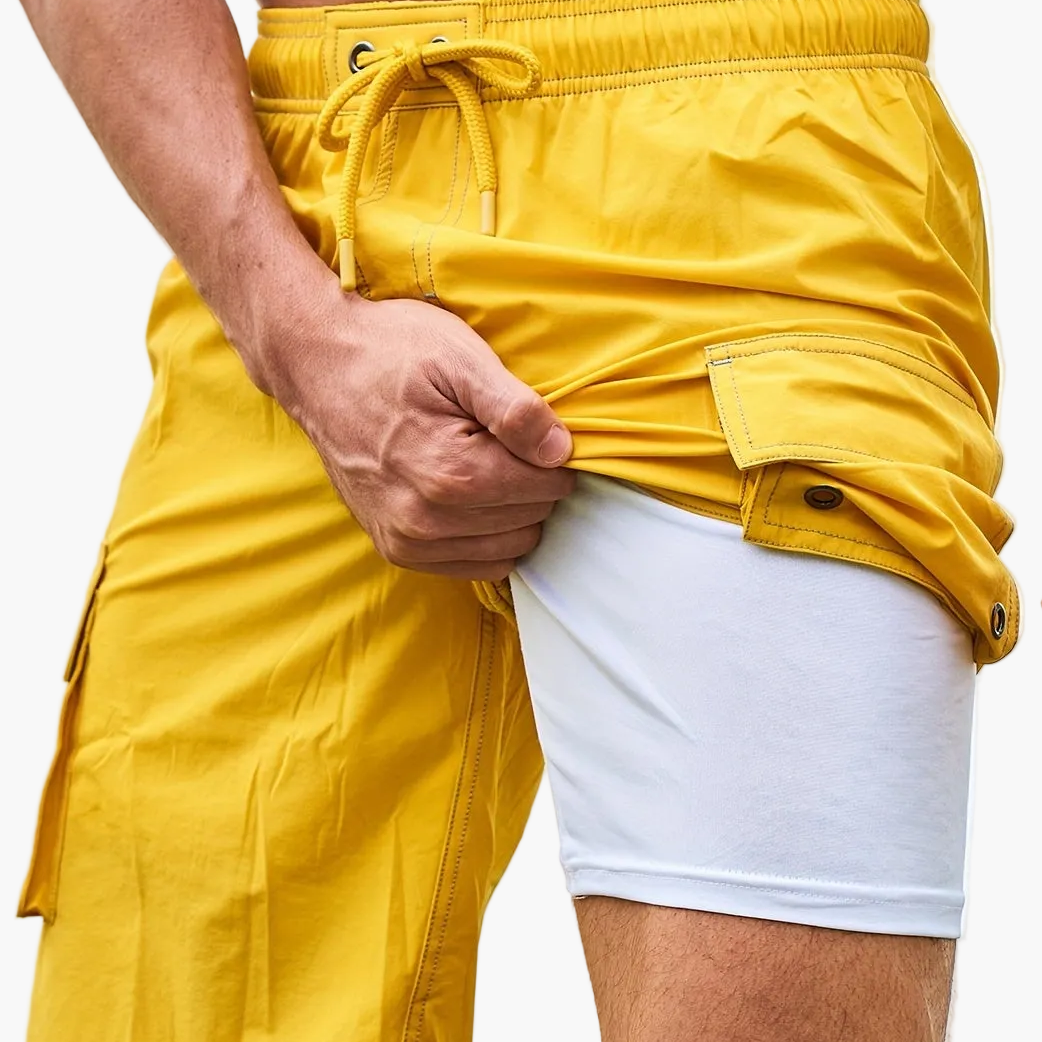 Herr Badshorts med Innerbyxa – Sportig Bermuda för Strand och Simning