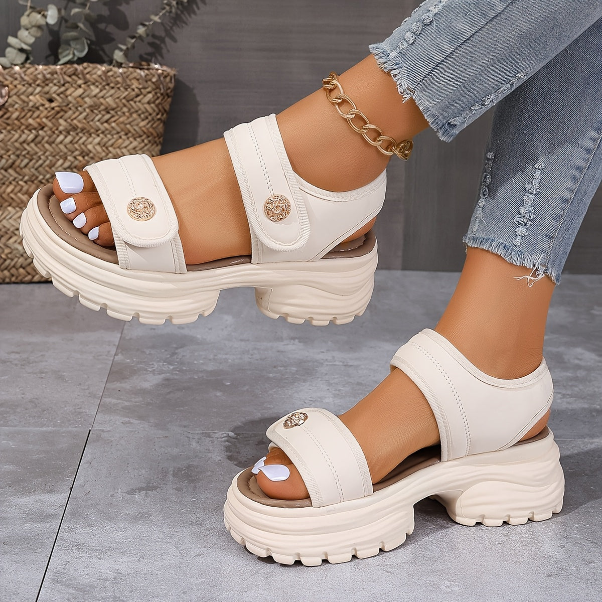 Dam Sandaler med Plattform och Chunky Sula – Elegant Sommarstil för Avslappnad och Trendig Look