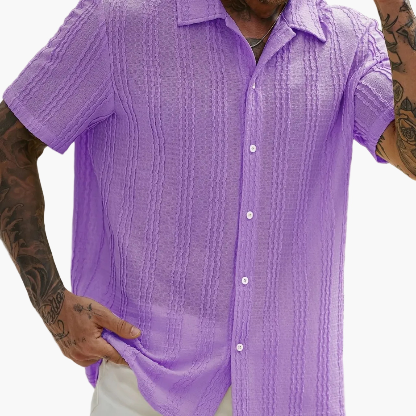 Herr Skjorta Kortärmad Randig Sommar Casual Weekendstil
