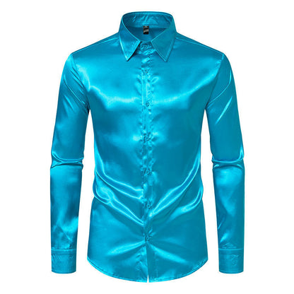 Ian – Satin skjorta i solid färg