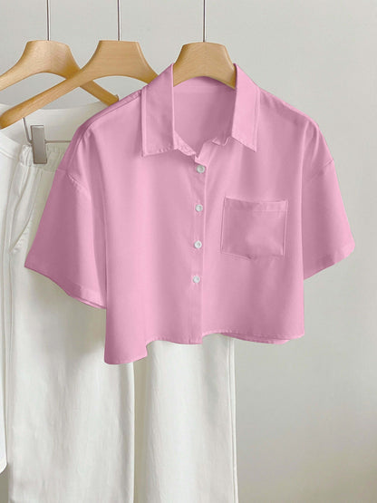Dam Blus Kortärmad Skjorta Med Modern Cropped Passform För Vardagsbruk