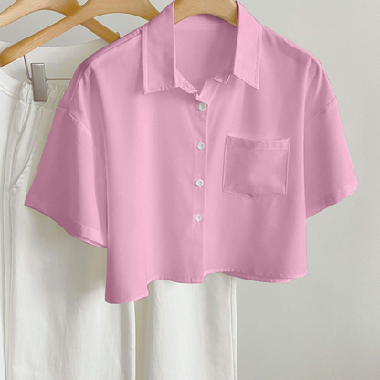 Dam Blus Kortärmad Skjorta Med Modern Cropped Passform För Vardagsbruk