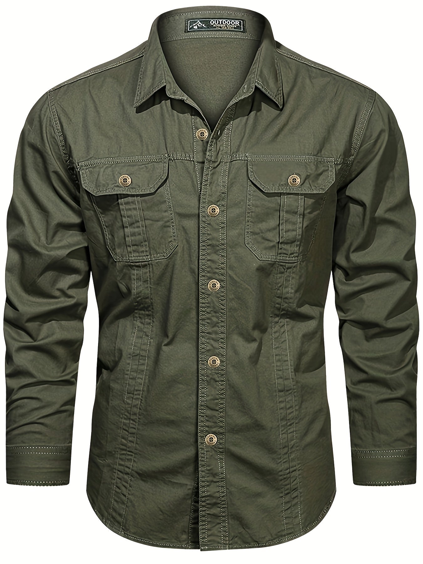 Herrskjorta Outdoor Casual med Fickor – Långärmad, Allround och Stilren