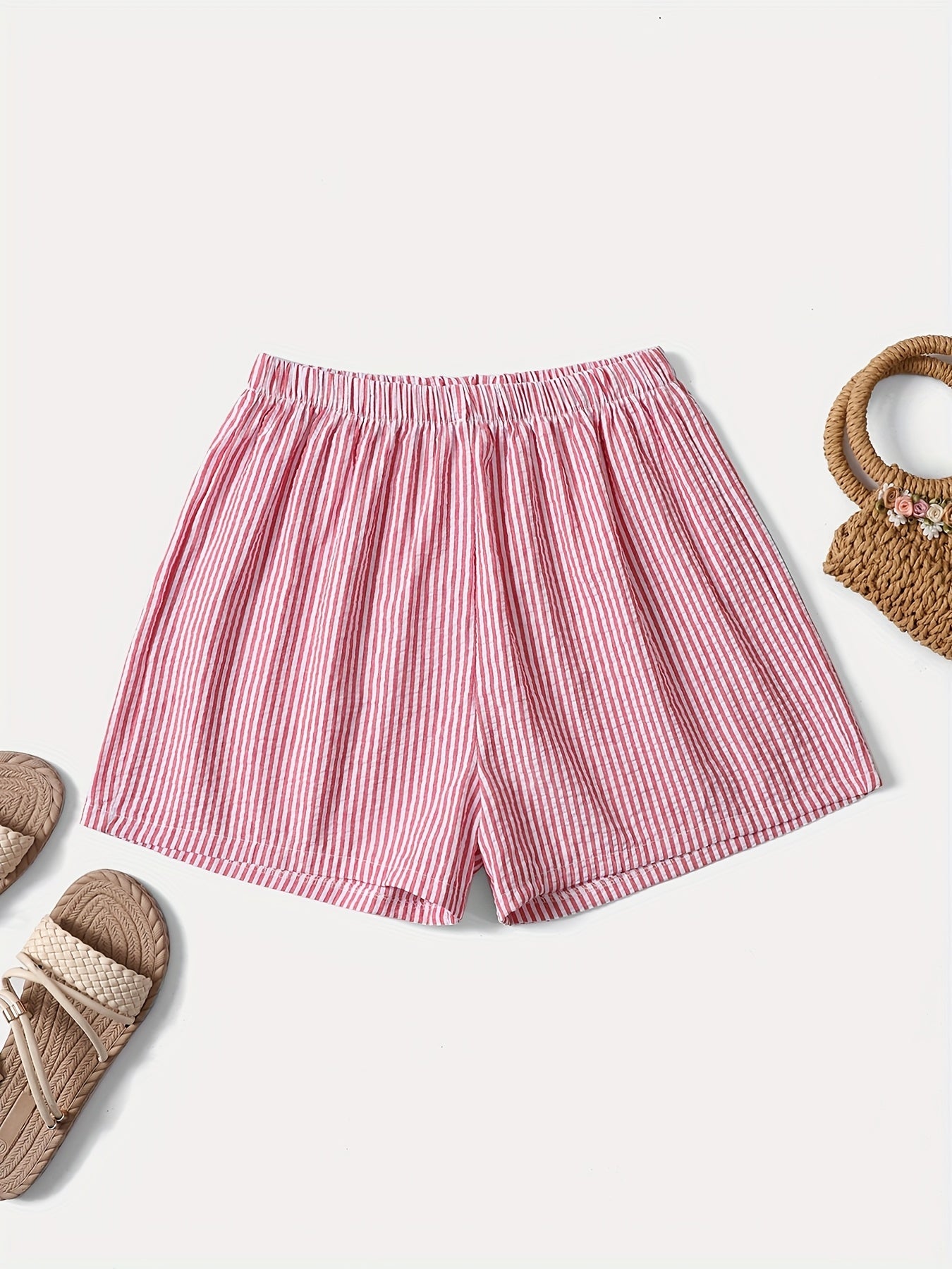 Damshorts med hög midja, randigt mönster, elegant sommarstil