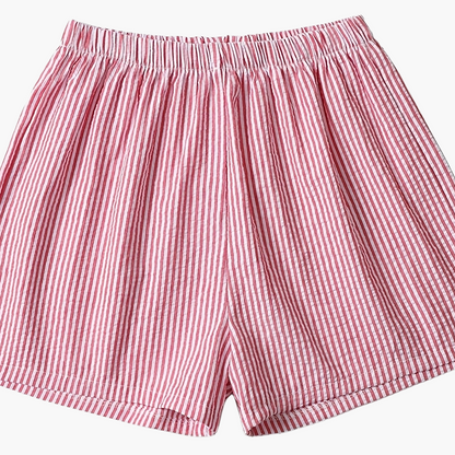Damshorts med hög midja, randigt mönster, elegant sommarstil