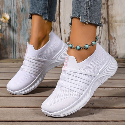 Dam Sneakers Slip-on Sportiga Vardagsskor Låg Modell – Trendig Randig Design