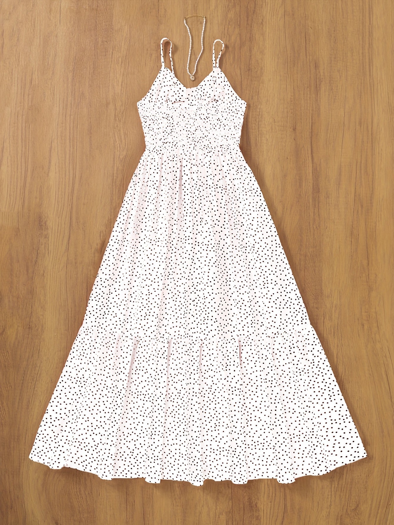 Dam Klänning Maxilång Prickig Elegant Sommarfest Vintage Stil