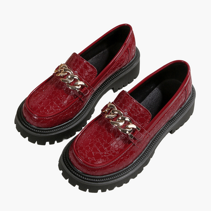 Damloafers med kedjedetalj och chunky sula – Mode Slip-on Skor för Vardag och Kontor