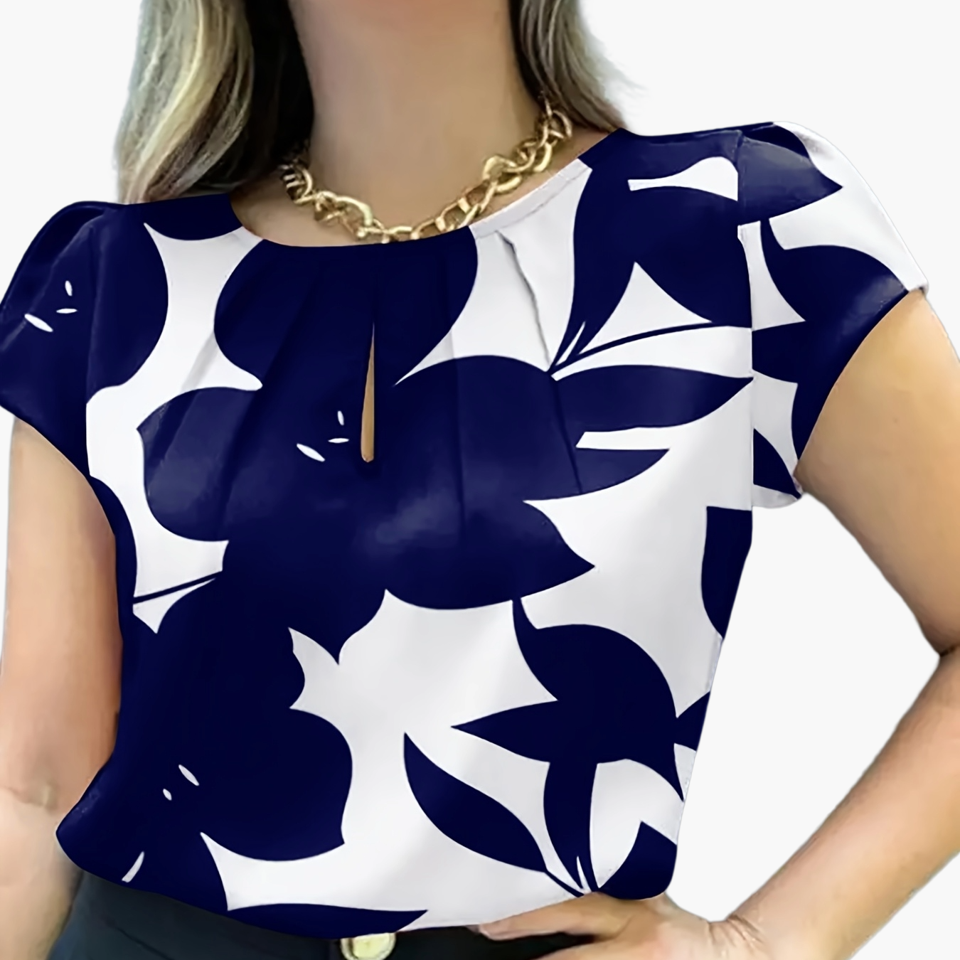 Dam Blus Kortärmad Elegant Kontorsstil Lös Passform