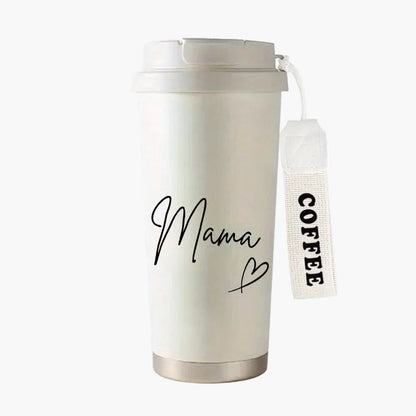 Kaffemugg med text 'Mama' – Perfekt present för kvinnor, modern och praktisk termosmugg för kaffe och te