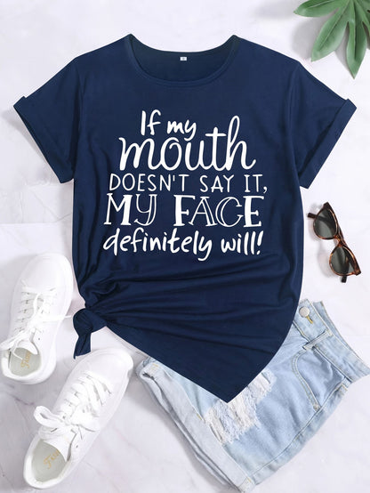 Dam T-shirt med rolig text – Avslappnad vardagsstil – Perfekt för sommar och fritid