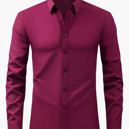 Herrskjorta Elegant Slim Fit Långärmad för Vardagsbruk och Fest