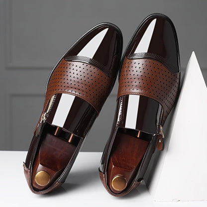 Herr Elegant Affärssko Slip-On med Dragkedja – Klassisk Formell Skostil