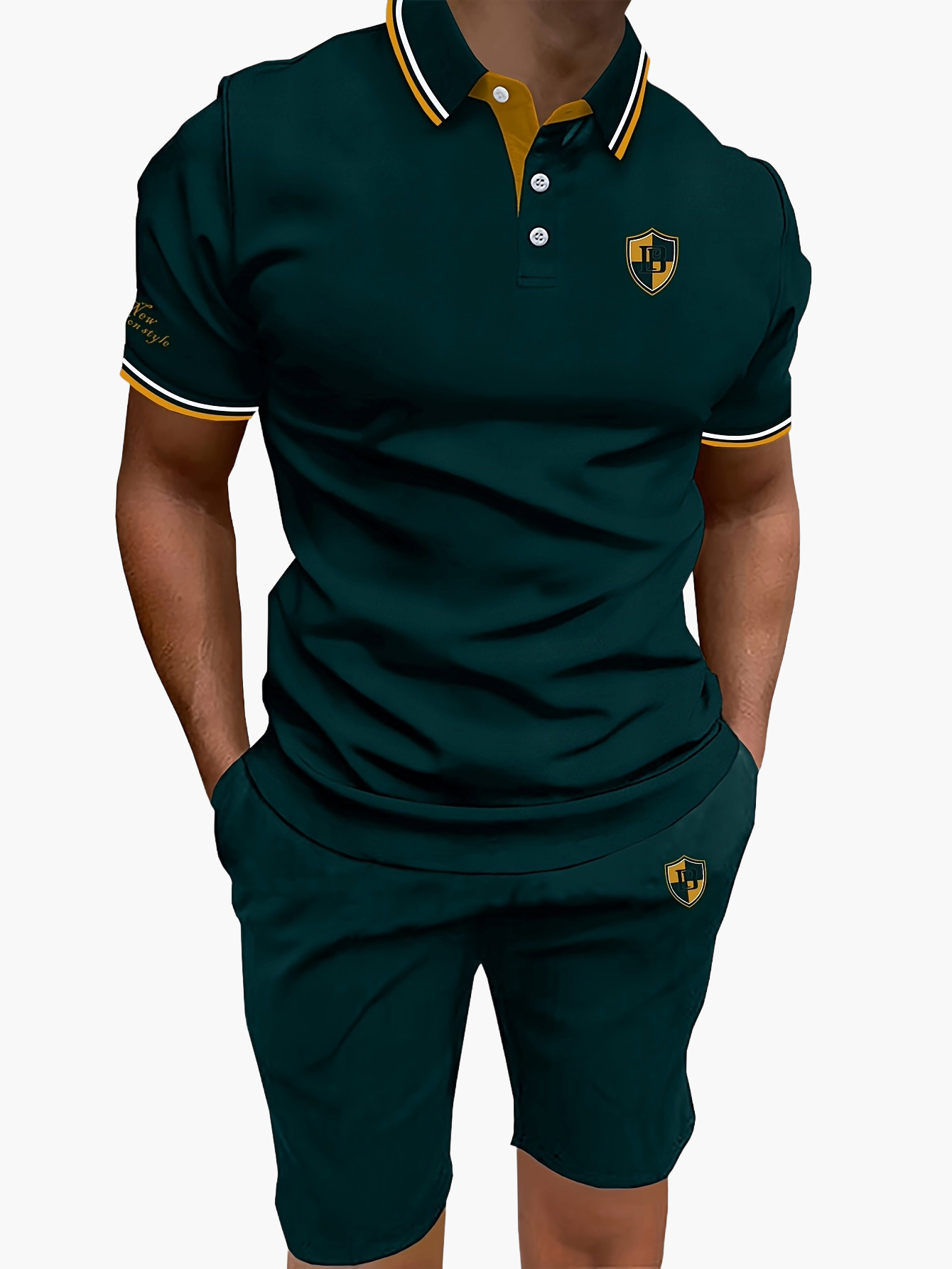 Herr Piké-Set med Shorts – Sportig och Elegant Sommarstil för Män