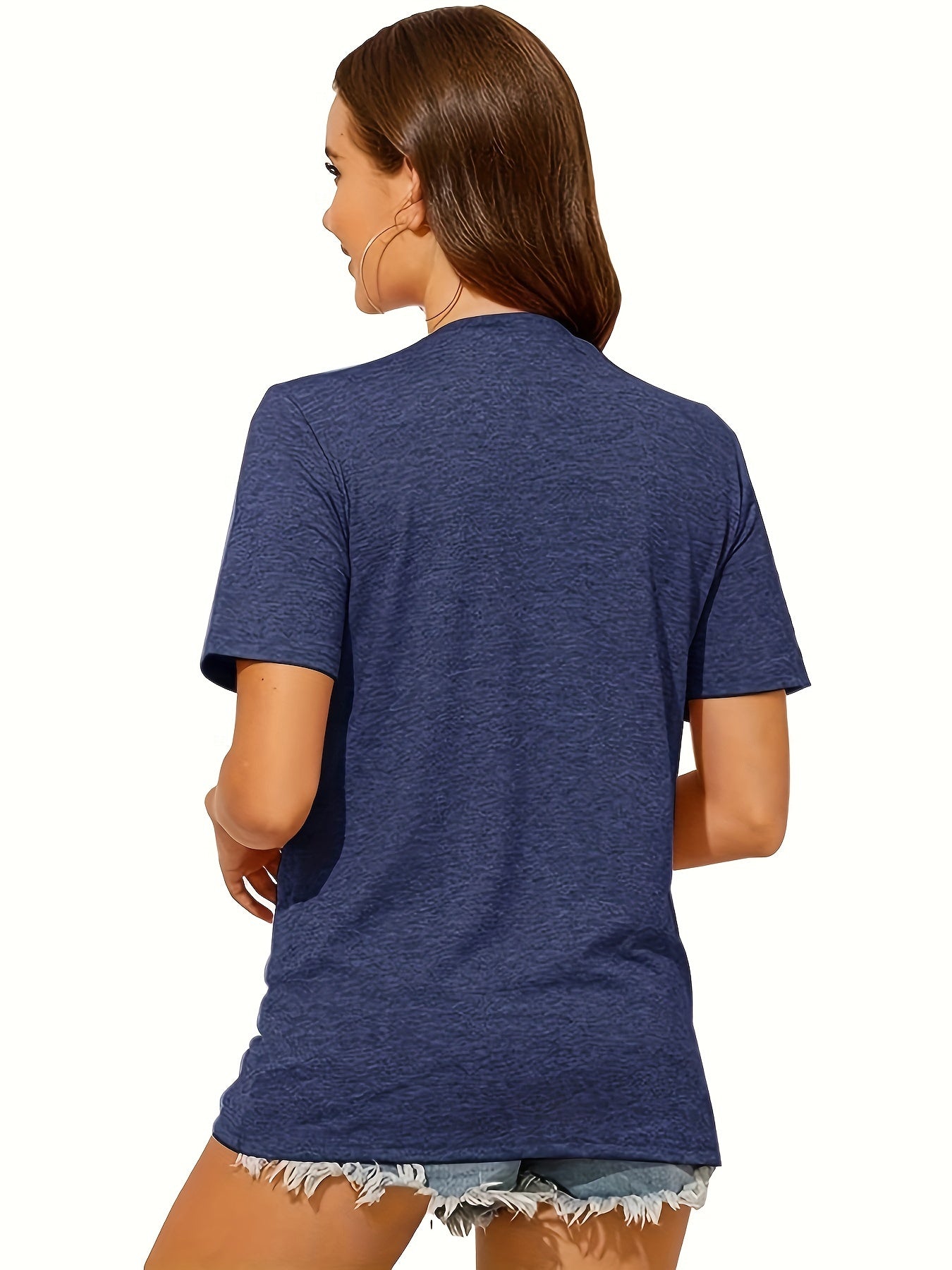 Dam T-shirt med katt och karma-tryck, vintage stil, avslappnad vardag