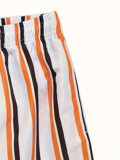 Herr Badshorts Randiga Lössittande – Perfekta för Strand och Pool, Fritidsstil