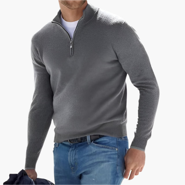Herrtröja med halv dragkedja – Elegant och mångsidig stickad pullover för vardag och fritid