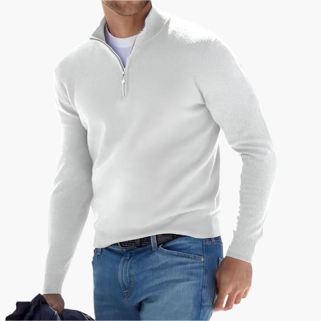 Herrtröja med halv dragkedja – Elegant och mångsidig stickad pullover för vardag och fritid