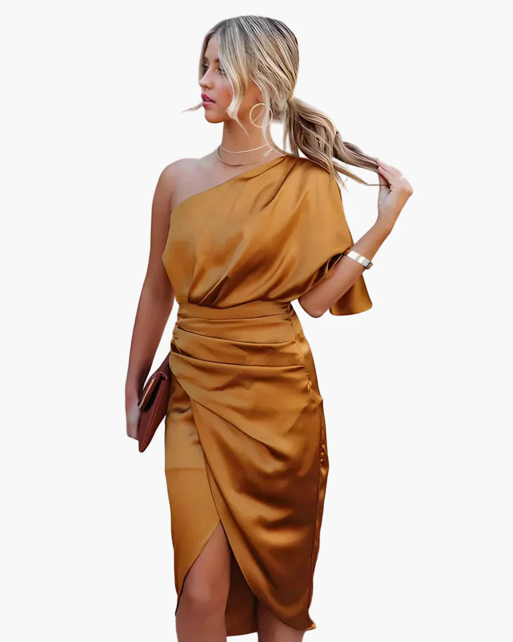 Kvinnors Asymmetrisk Midi Cocktailklänning – Elegant Fest- & Kvällsstil