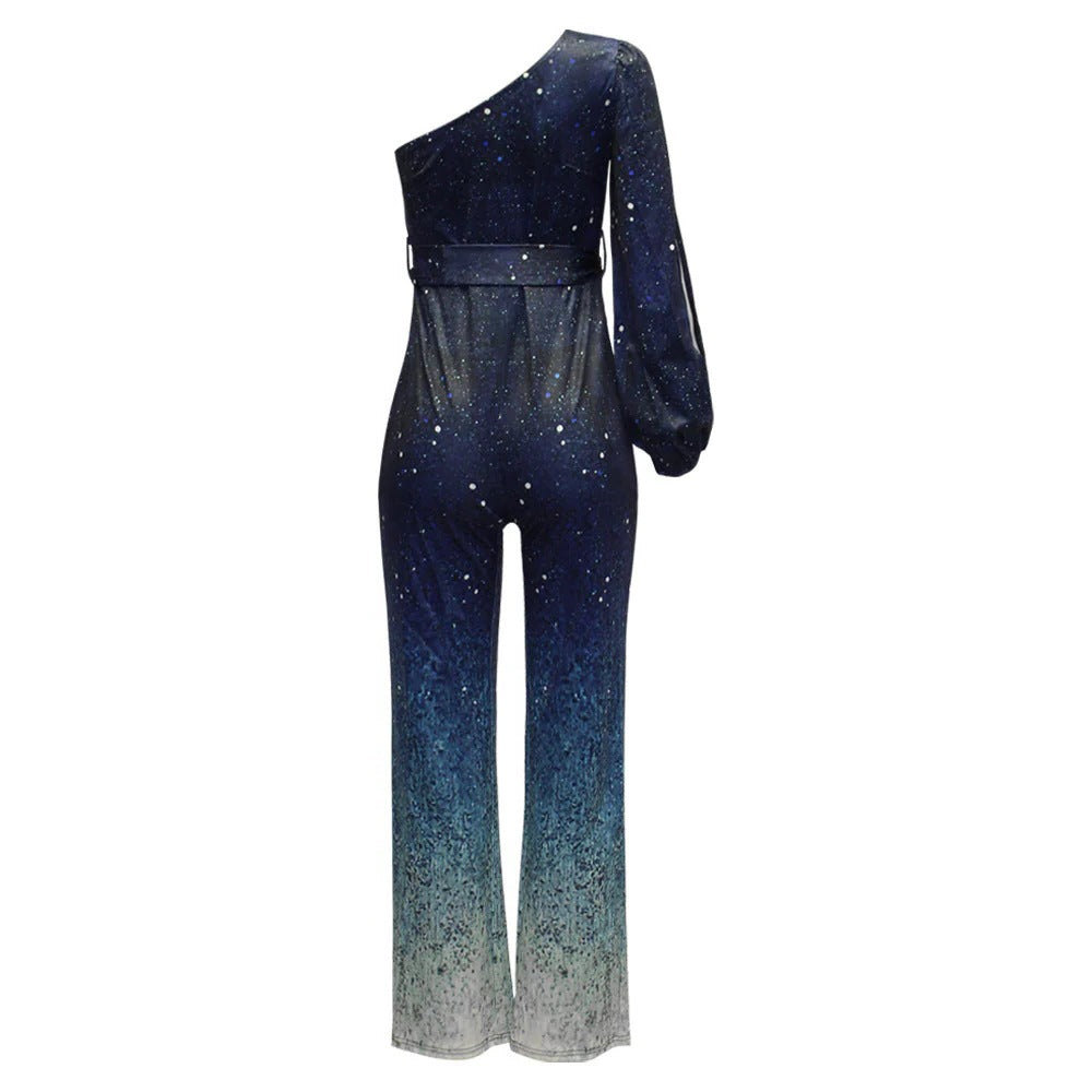 Dam Jumpsuit i Retro Disco Stil med En Ärm – Fest- och Temakvällar