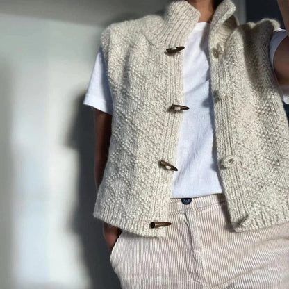 Damväst med strukturerad stil för vardagsbruk och lager-på-lager-look