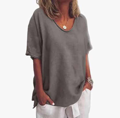 Dam Topp Avslappnad Oversize Vardagsblus Kortärmad Elegant