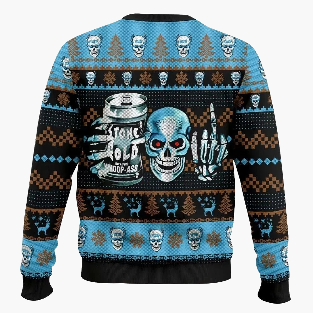 Herrtröja Stone Cold Steve Austin Jultröja Wrestling Motiv – Rolig Stickad Stil