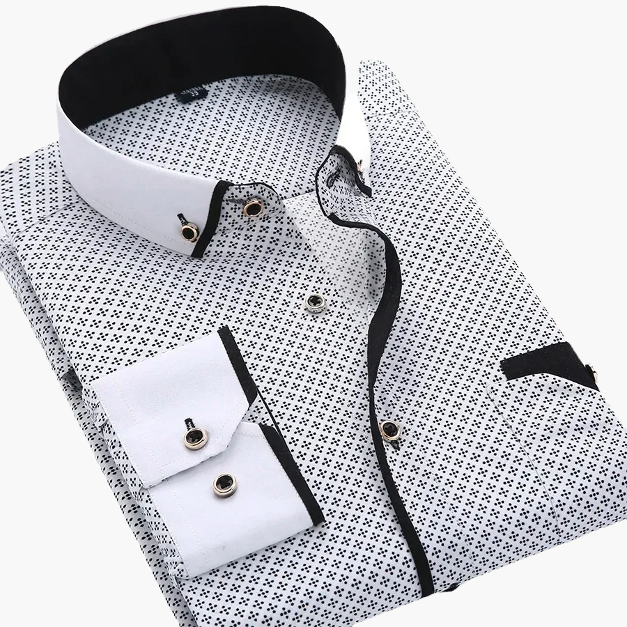 Herr Skjorta Elegant Slim Fit Rutigt Mönster Fest & Kontor