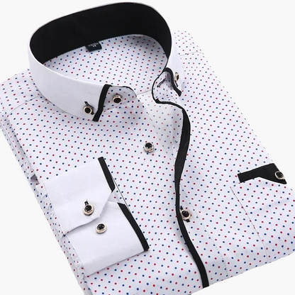 Herr Skjorta Elegant Slim Fit Rutigt Mönster Fest & Kontor