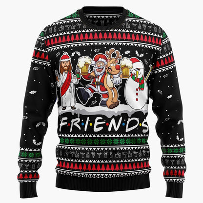 Herr Jultröja med Skräcktema – Rolig Ugly Christmas Sweater med Dödskalle och Tomteluva
