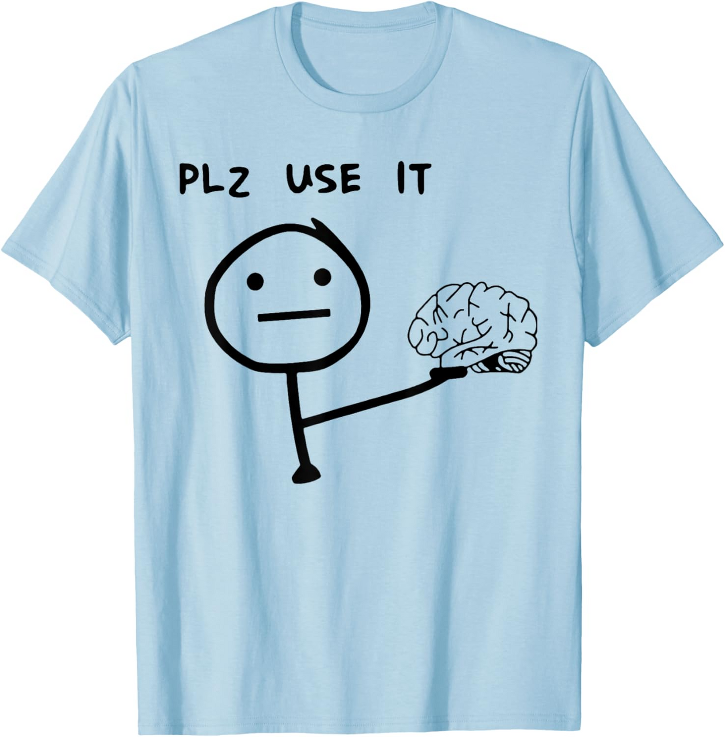 Herr T-shirt med rolig meme-tryck – Plz Use It – Avslappnad stil för vardagsbruk