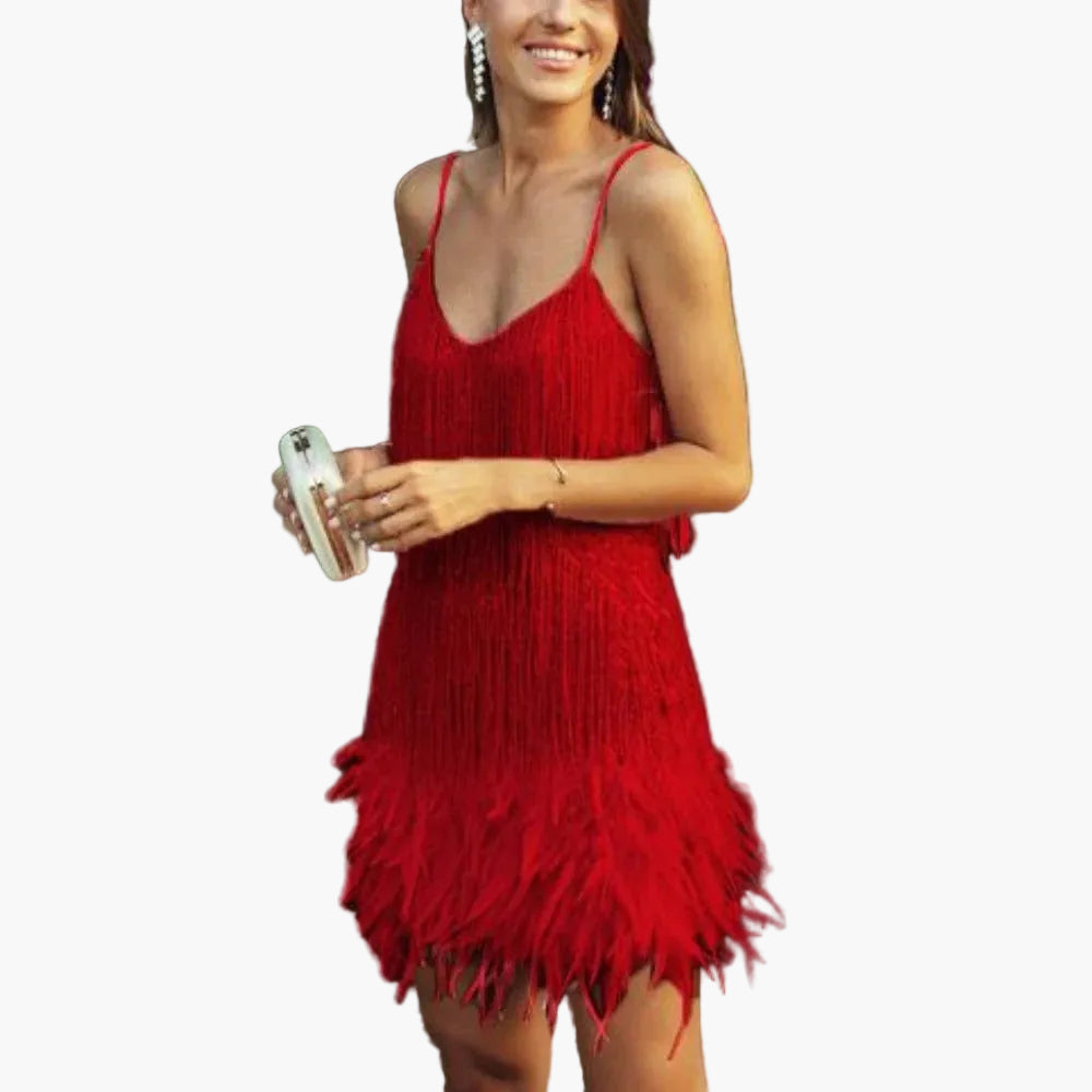 Damers festklänning i samba-stil med fransar – Perfekt för cocktailparty och kvällsevent