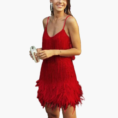 Damers festklänning i samba-stil med fransar – Perfekt för cocktailparty och kvällsevent