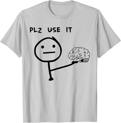 Herr T-shirt med rolig meme-tryck – Plz Use It – Avslappnad stil för vardagsbruk