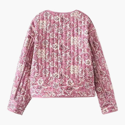 Dam Quiltad Lättviktsjacka med Blommigt Mönster – Elegant Vardagsstil